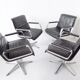 Wilkhahn Delta 2000 set of 4 black leather dining chairs by Delta Design