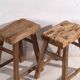 Antique solid wood stools (circa 1900). Set of 2 pieces no. 2.
