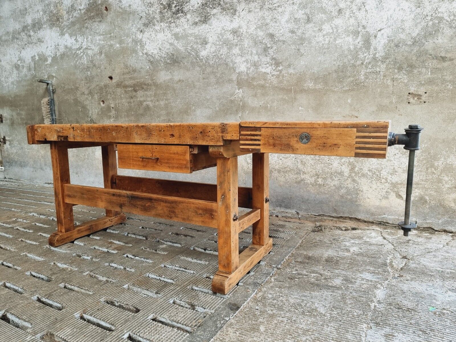 Old workbench Ott beech kitchen island or side table