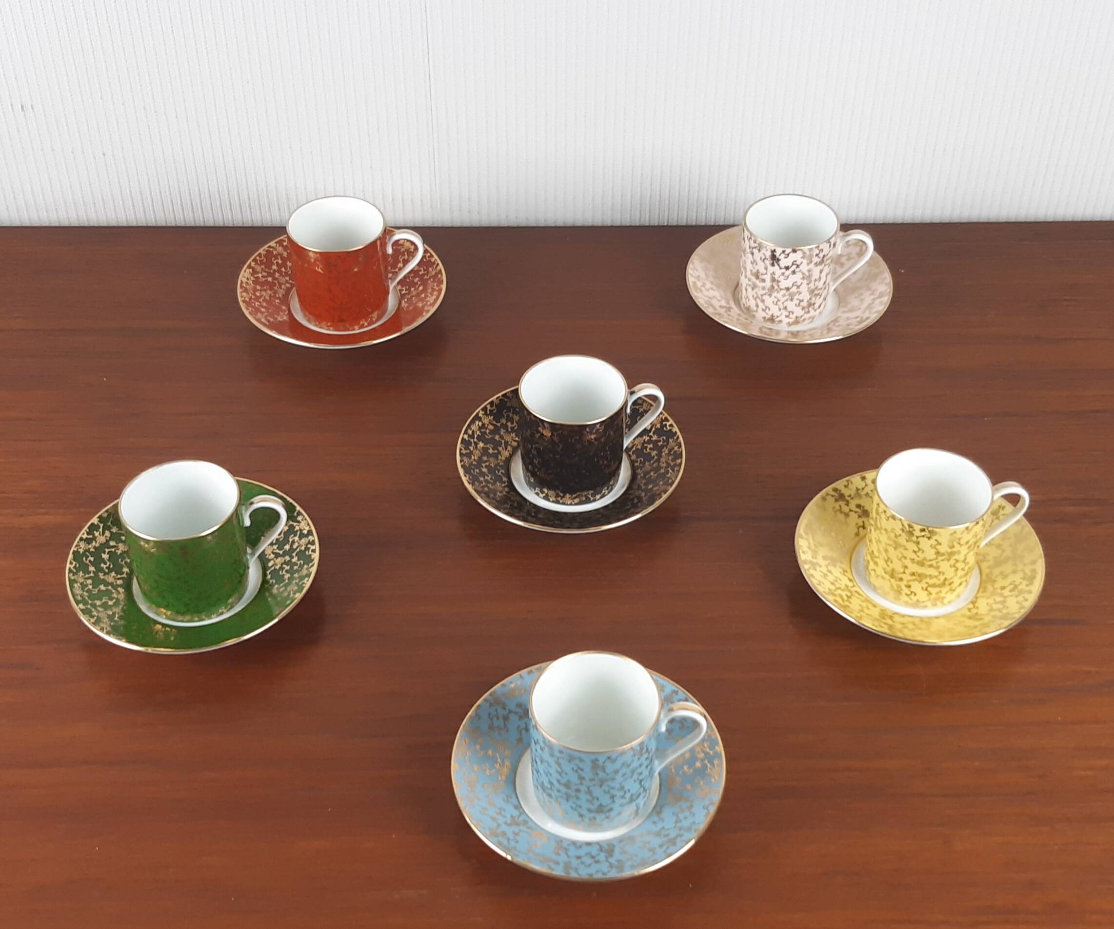 Set of 6 Art Deco coffee cups Lanternier Limoges
