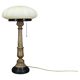 Lampe de table en laiton, bois et verre, restaurée, années 1940
