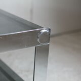 Coffee table steel and smoked glass, France, circa 1970
