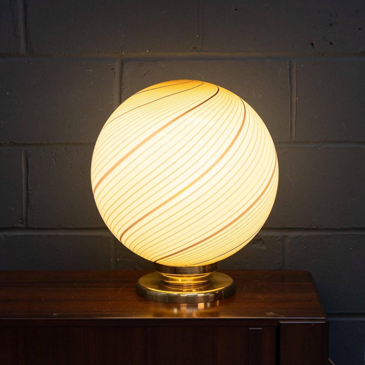 Vintage 20thc italian hand blown glass table lamp, murano