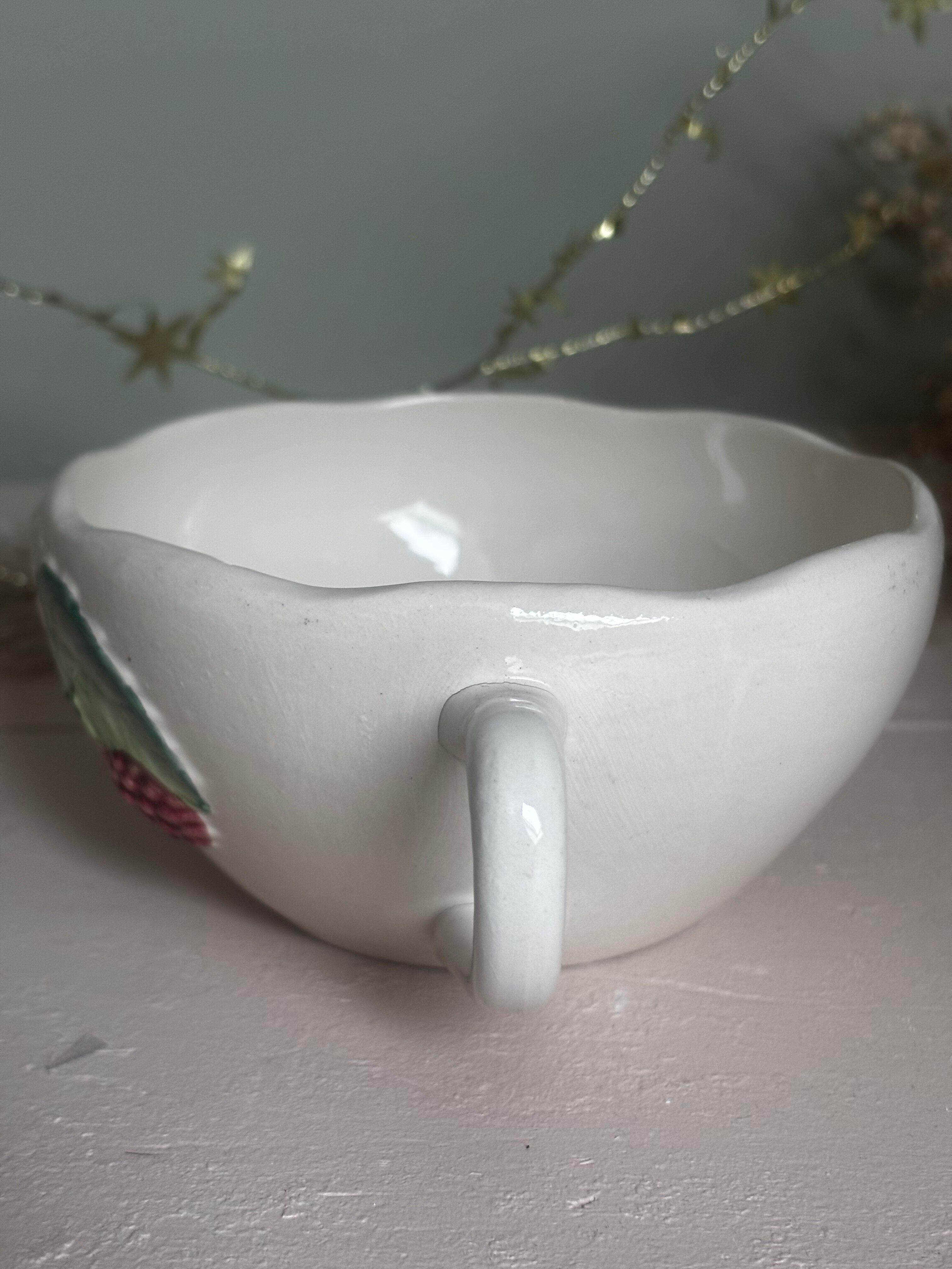 Vintage barbotine fruit cup Francesco Guarino
