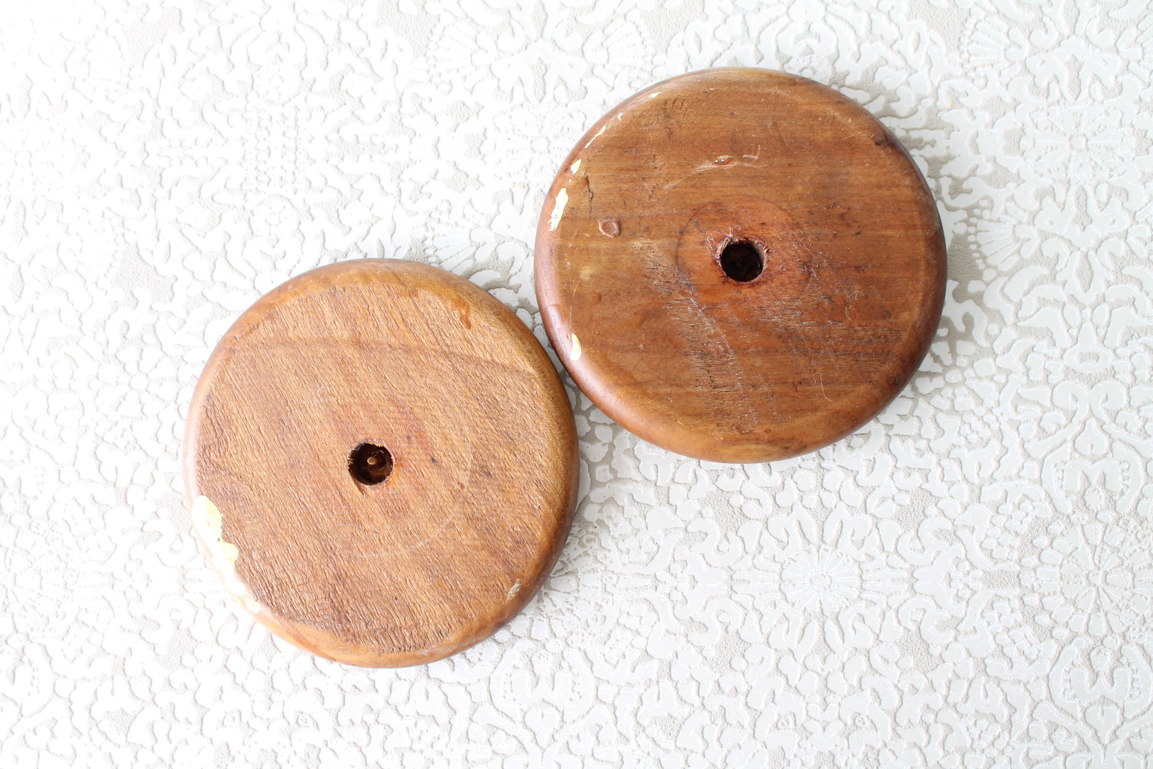Natural turned wooden decorations from France x 2