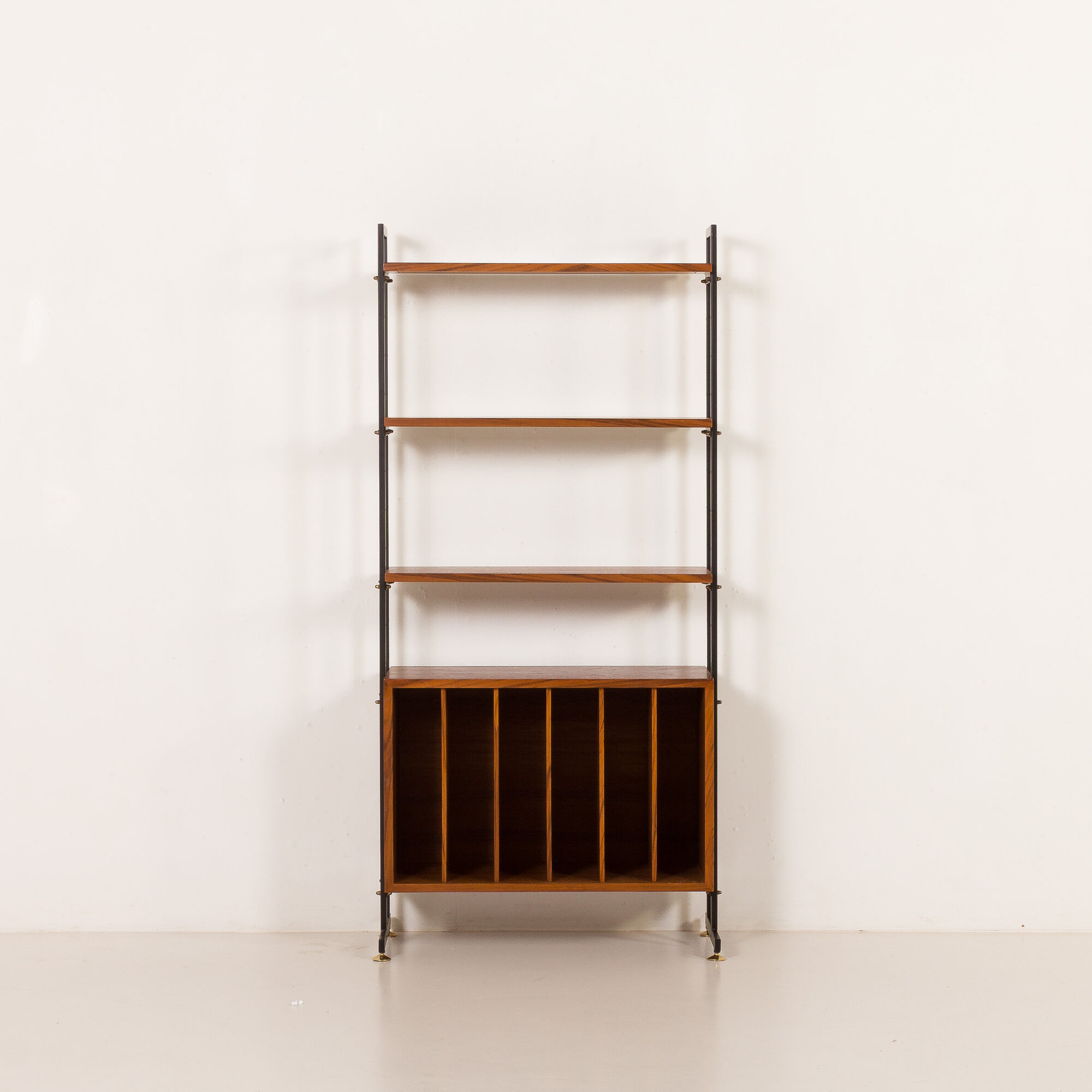 Mid-century free standing vinyl records wall unit, Italy 1970s.