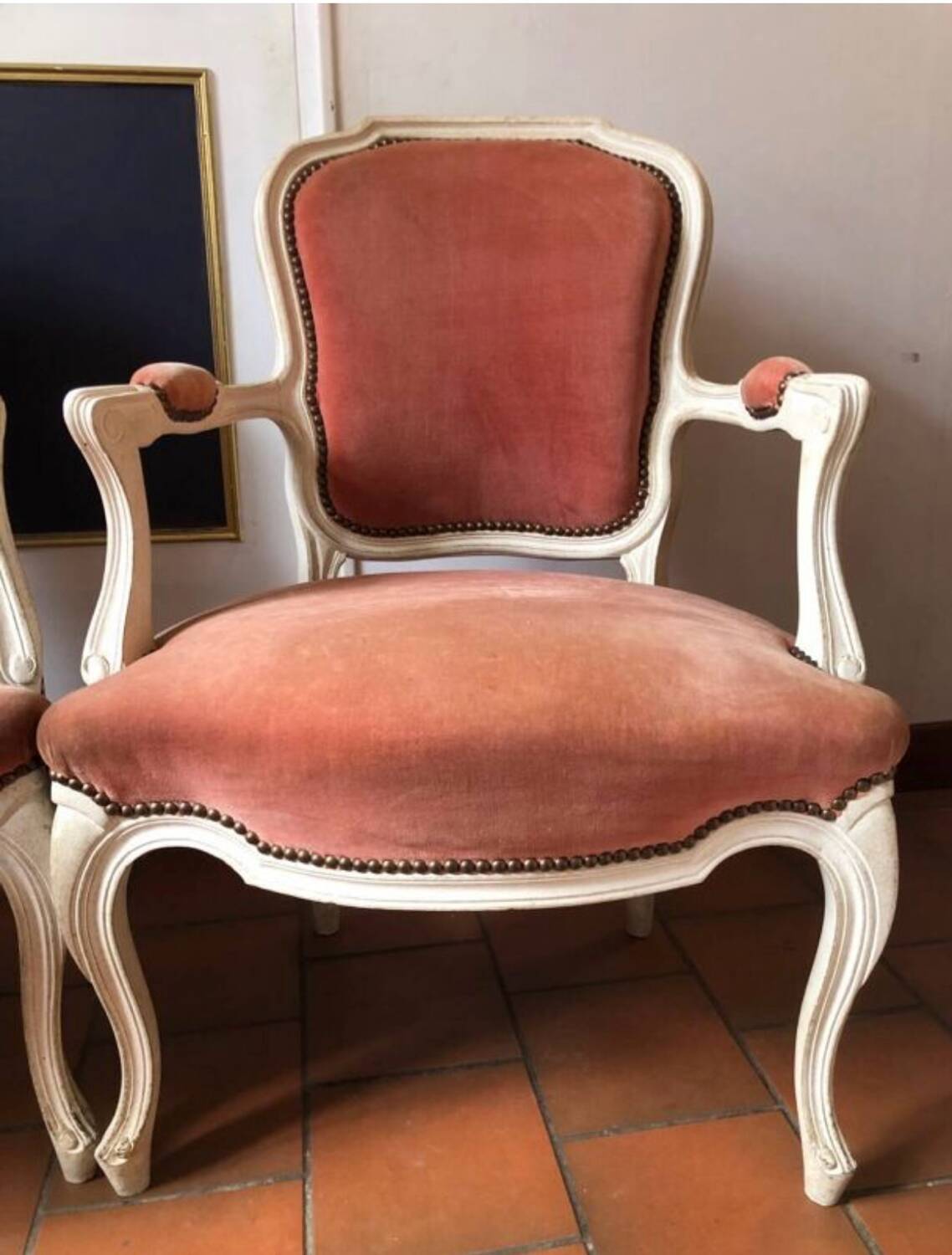 Pair of Louis XV style cabriolet armchairs