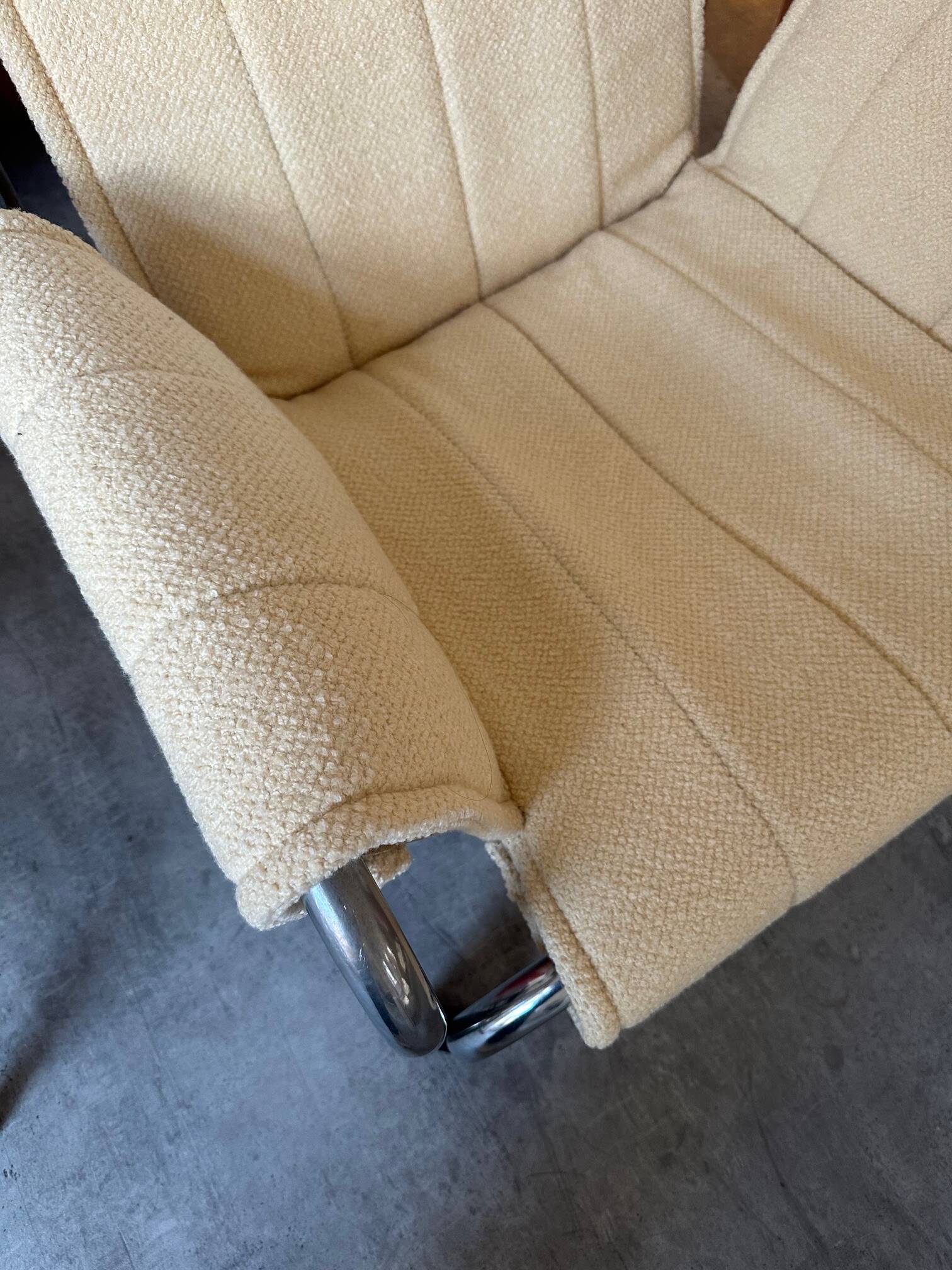 1980s armchair with yellow bouclé upholstery