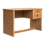 Bamboo woven rattan desk dal vera french riviera style, 1970