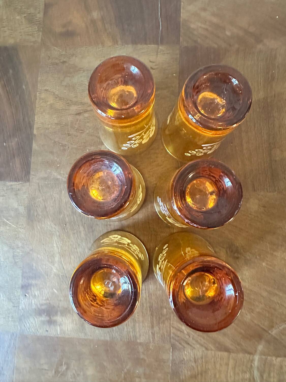 Set of six antique liqueur glasses