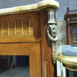 Large showcase 1 door in Louis XVI style marquetry