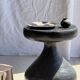 Small side table in black and white petrified wood H28 D18