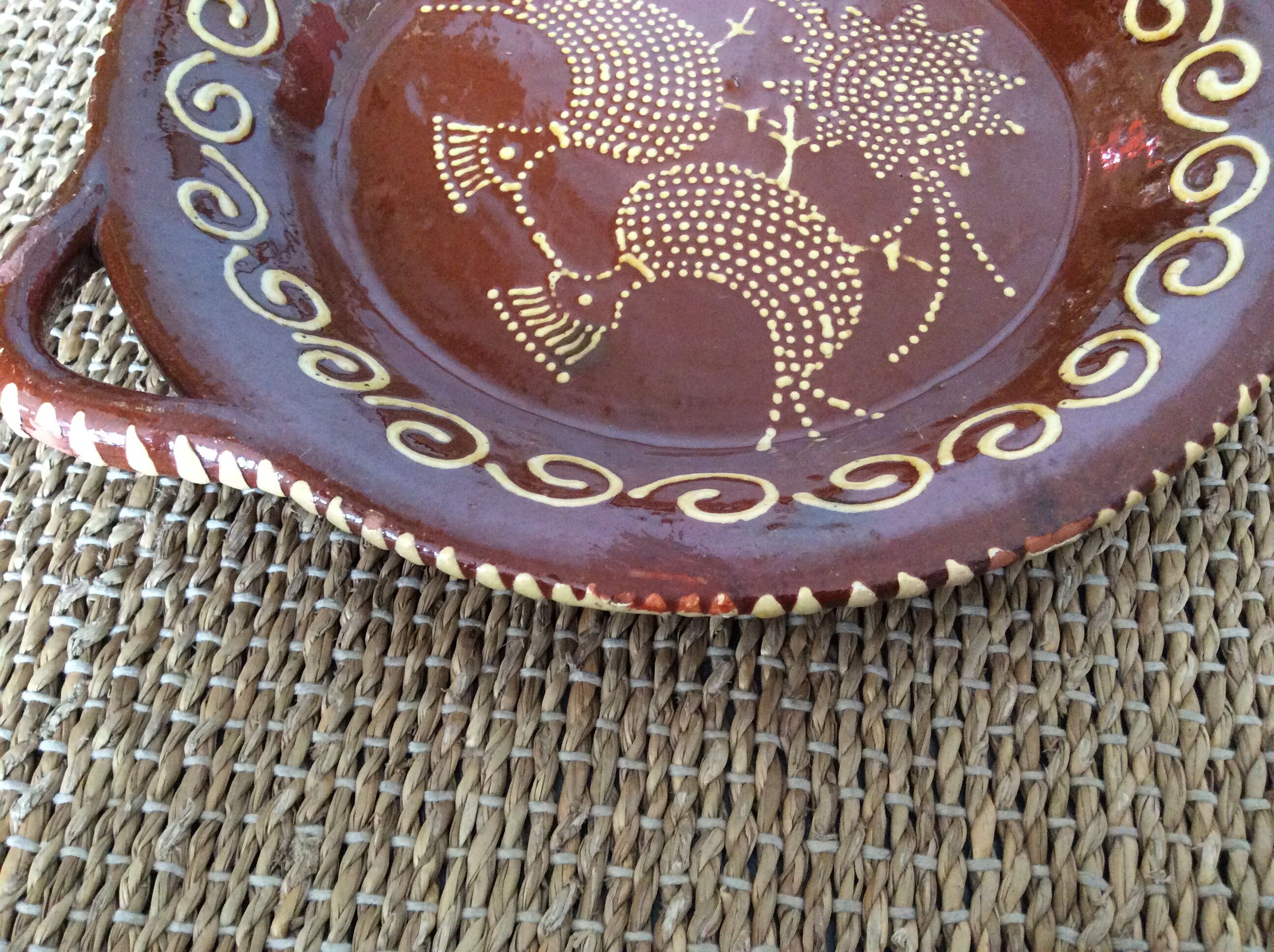 5 flat plates in glazed terracotta