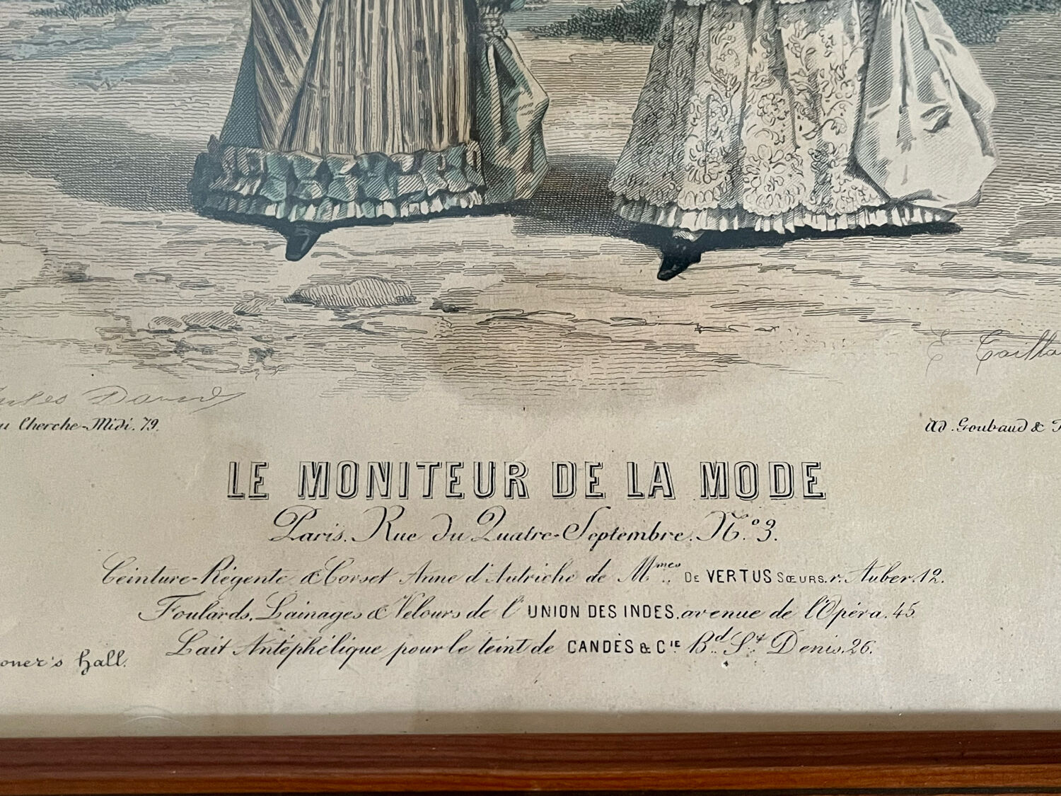 Framed antique print "Le moniteur de la Mode"