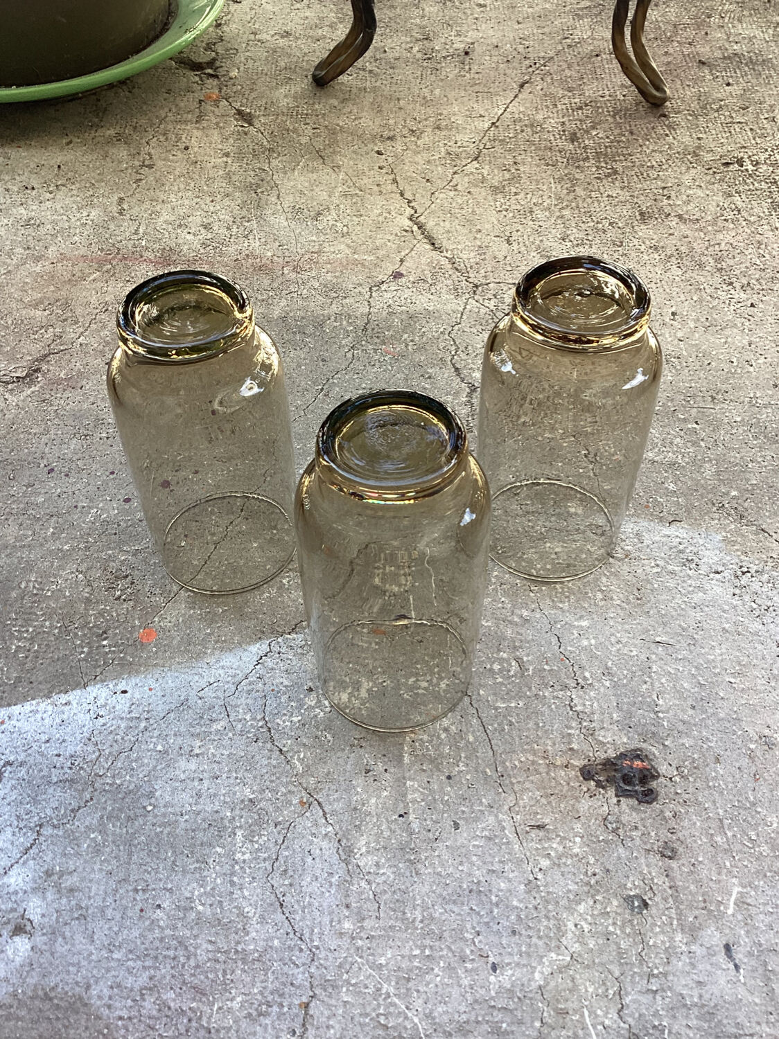 3 vintage glasses in smoked glass