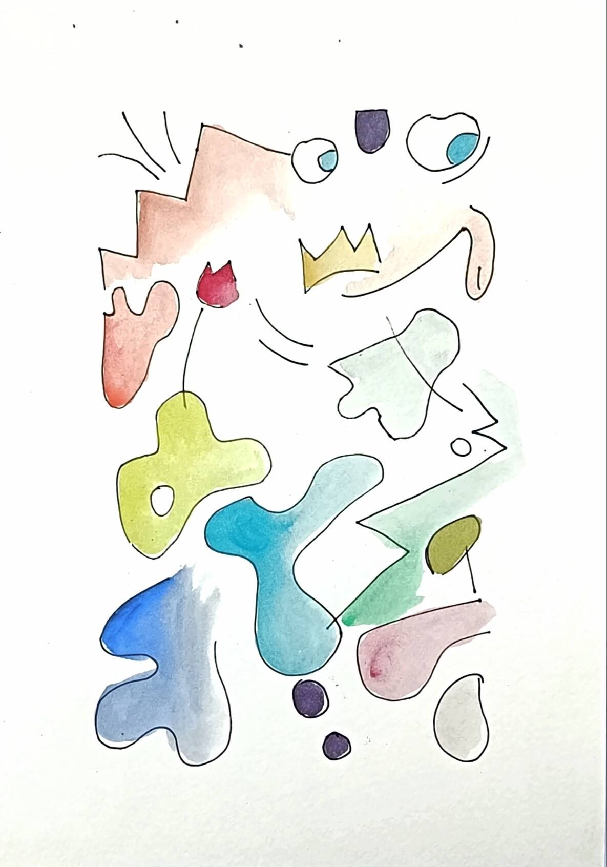 Peinture abstraite originale – composition colorée – 24 x 34 cm