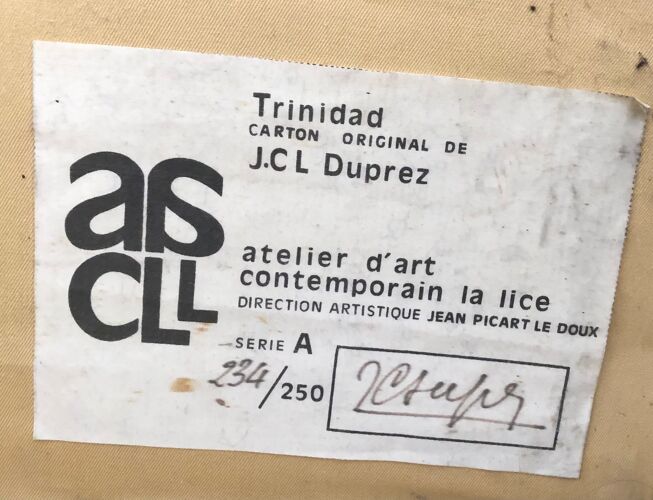 Tapisserie numérotée signée Jean Claude Duprez années 60-70