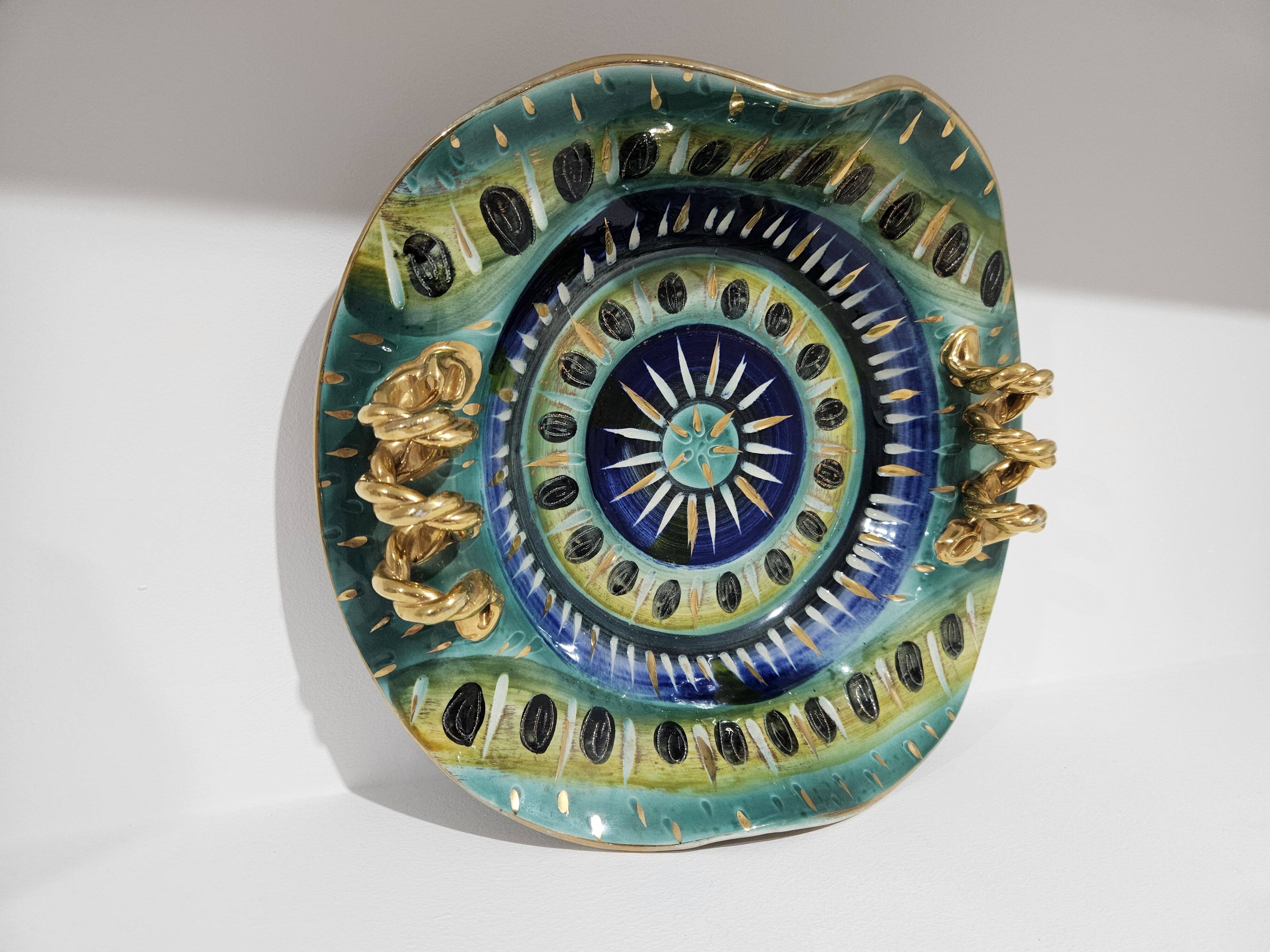 H. Bequet Quaregnon ceramic plate, Belgium 1950s.