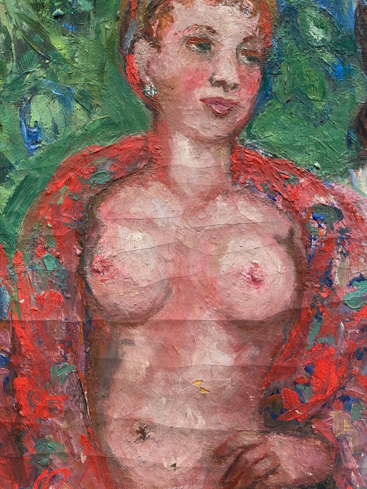 Oil on canvas by Pierre Monteret Three women twentieth
