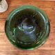 Green blown glass vase with a bubble design