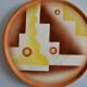 Art deco ceramic dish with geometric decor