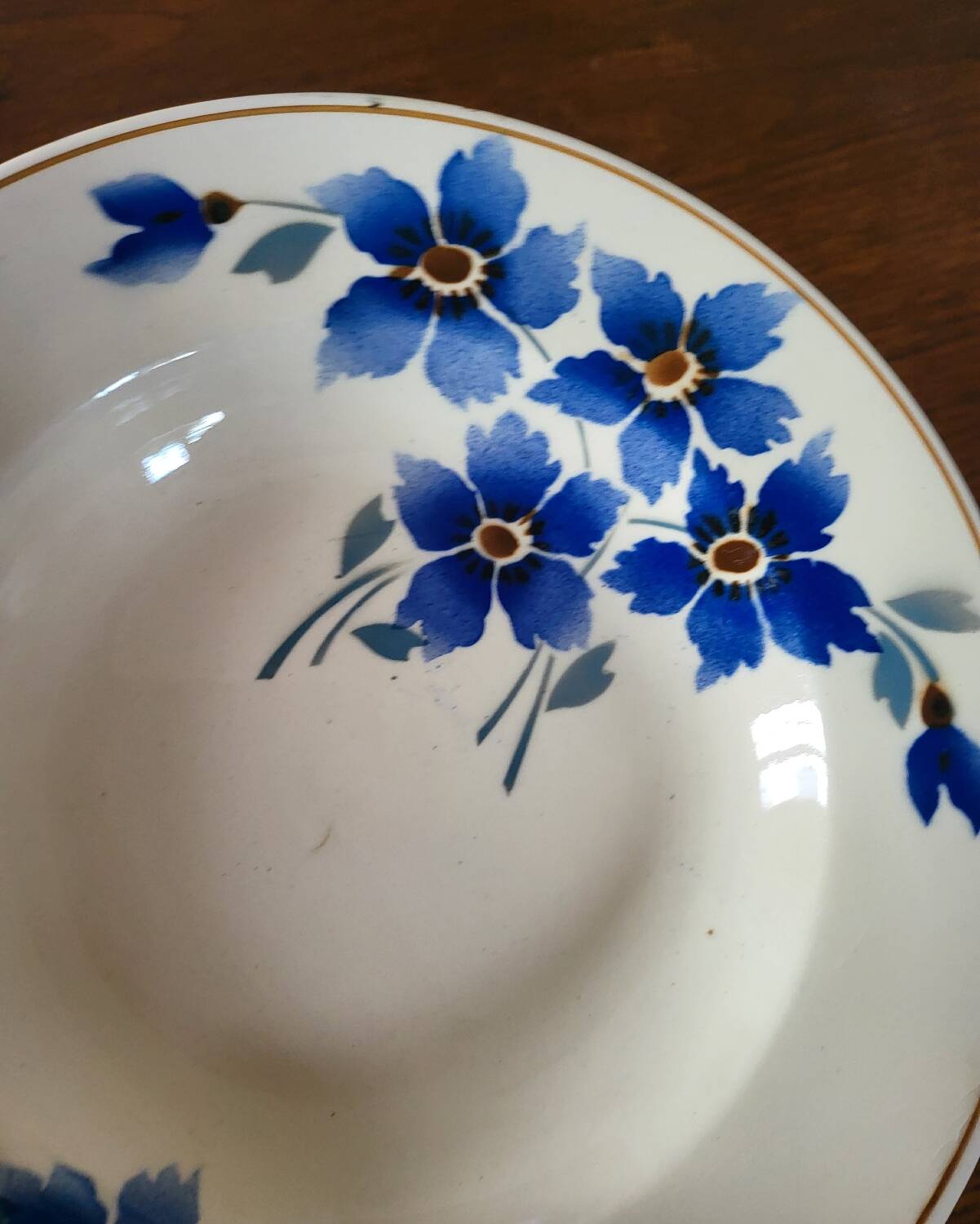 Hamage & Moulin des Loups Earthenware Deep Plate, Blue Flowers