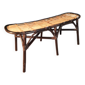 Banc rotin 2 places 1980s