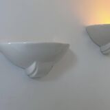 Pair of vintage porcelain wall lights, white, France 1970
