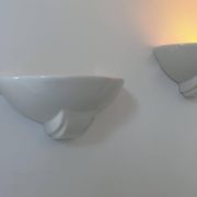 Pair of vintage porcelain wall lights, white, France 1970