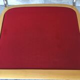 Chaise Cesca modèle B32 par Marcel Breuer, bois et velours rouge - 1970