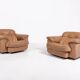 De Sede DS 101 brown leather lounge chairs, 1970's