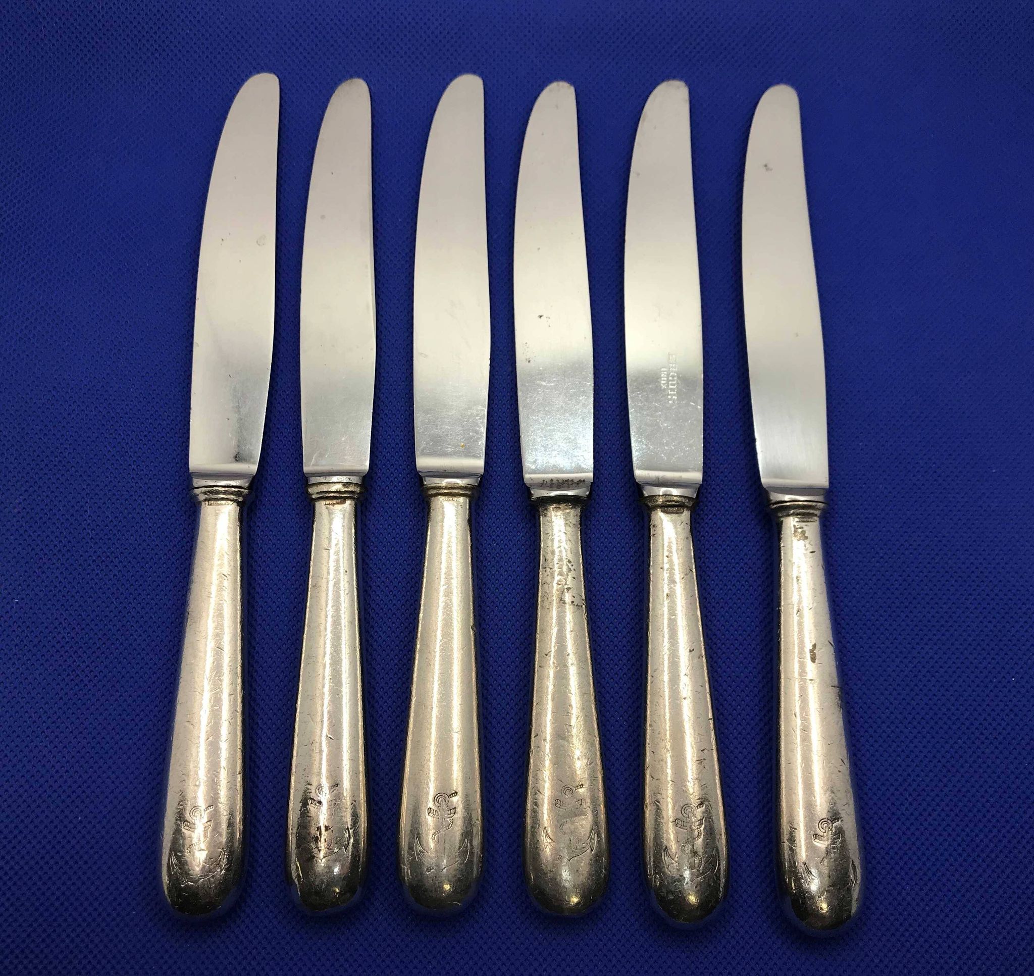 Set of 6 small silver-plated Navy knives from Ercuis