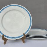 Set 12 plates checkered earthenware blue Lustucru diam25