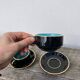 Black art deco bistro coffee cups