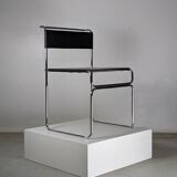 Suite of 4 chairs in chromed metal and leather by Giovanni Carini for Planula - 70s