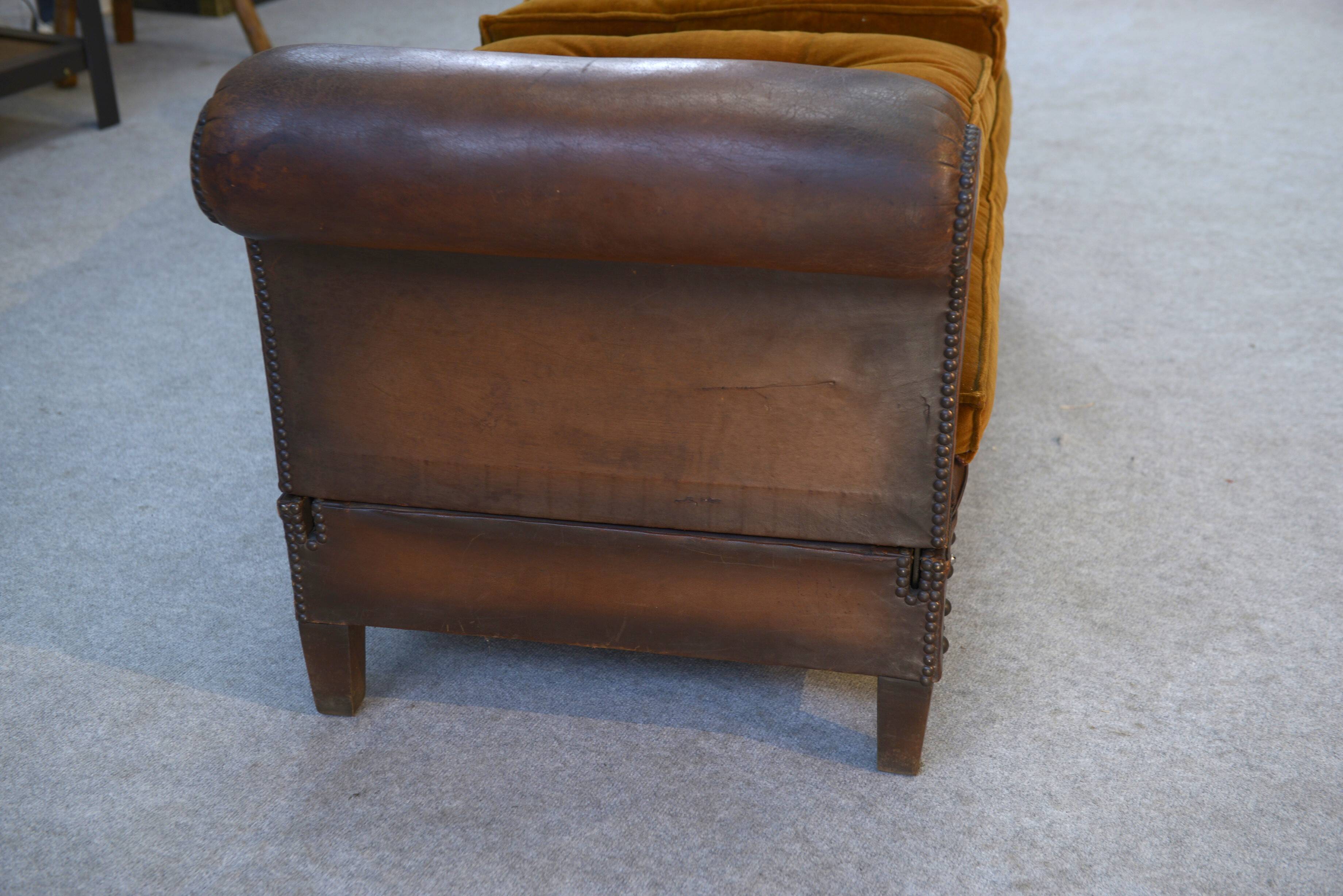 Studded leather bench circa 1920