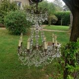 Glass chandelier and brass perfect working order