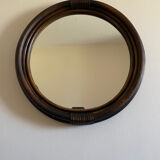 Round rattan mirror