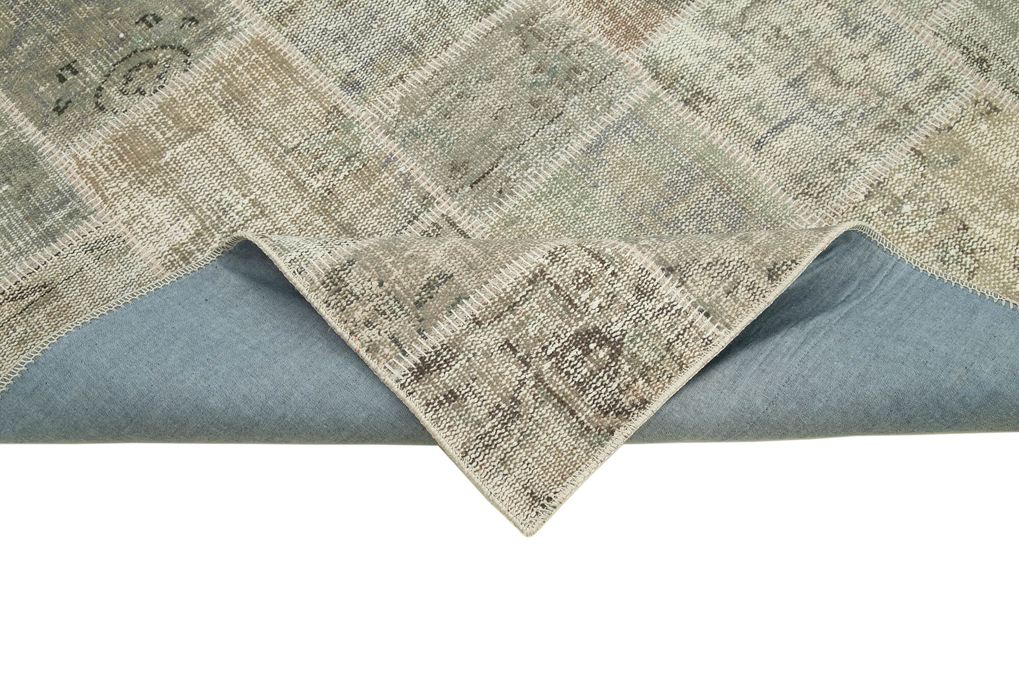 Handwoven Oriental Vintage 172 cm x 236 cm Grey Patchwork Carpet