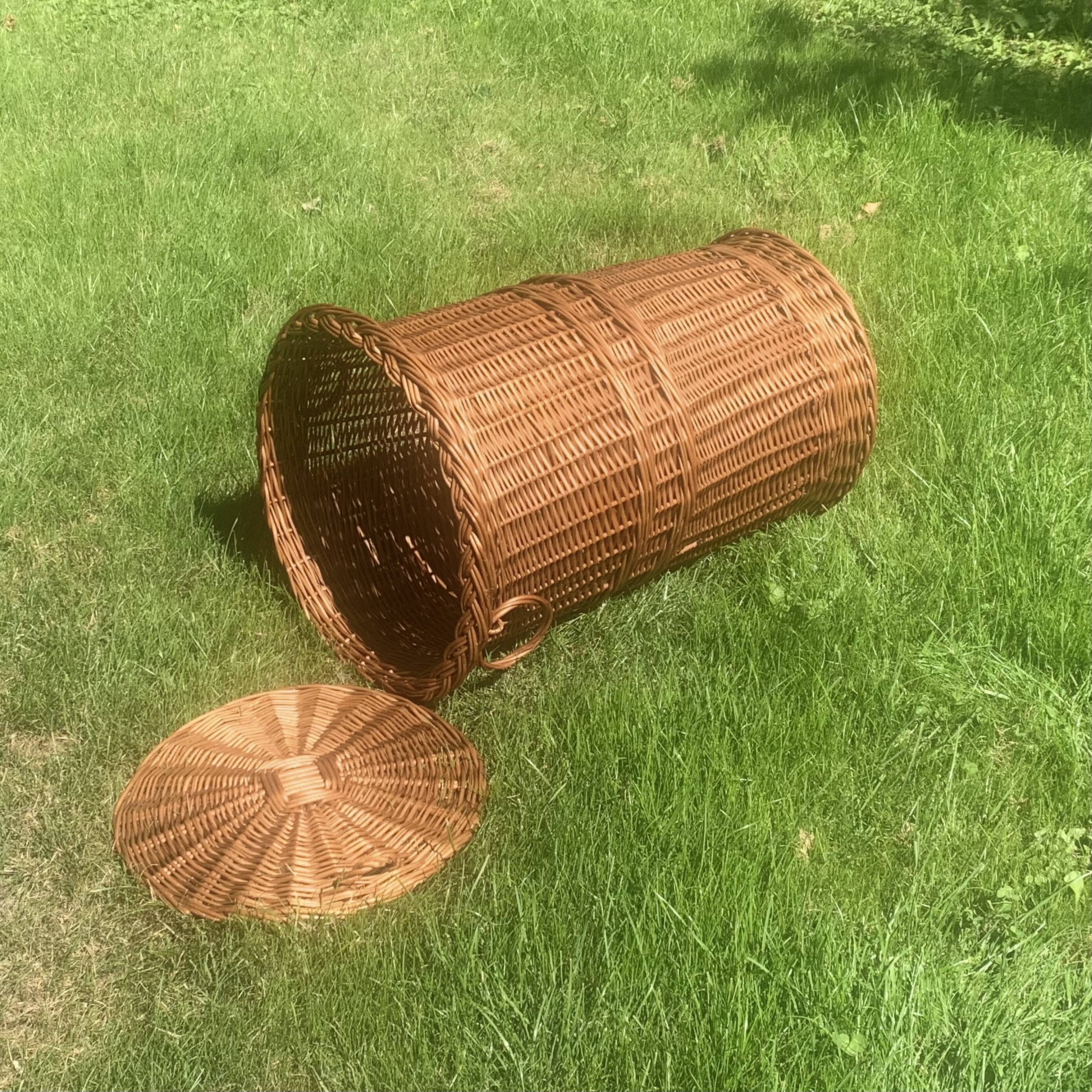 Vintage wicker laundry basket