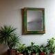 Antique mirror with green and gold stucco wood frame 73x62 cm C626