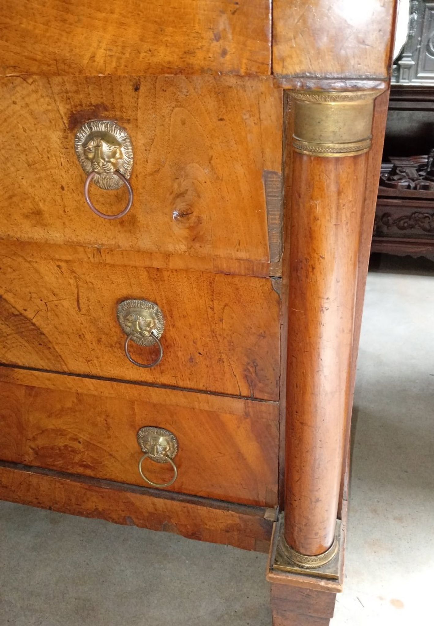Empire-style walnut commode – black marble – 19th century