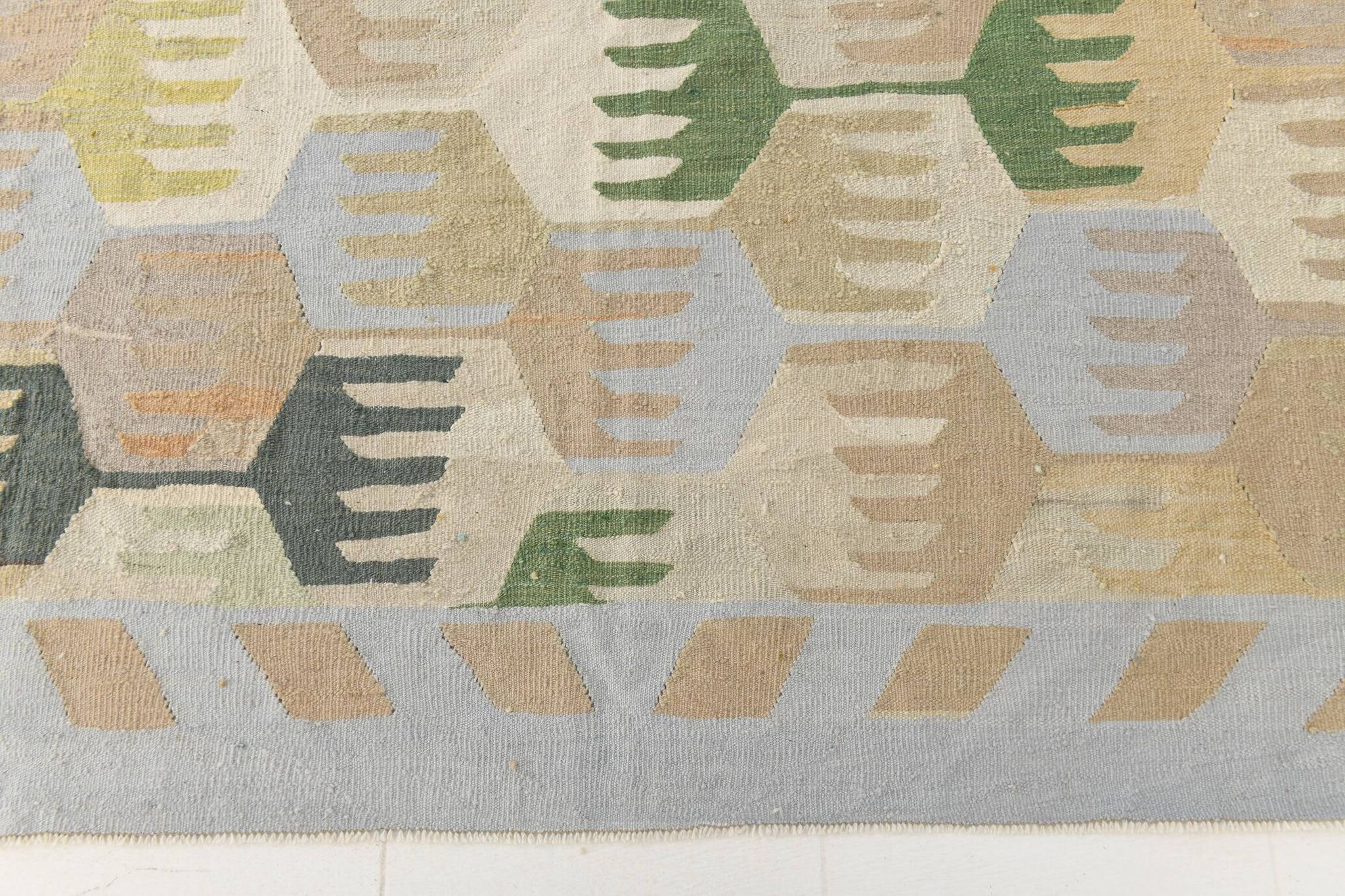 9x12 Kilim Pastel Tones Overisze Anatolian Flatweave Kilim Rug, 270x352 Cm