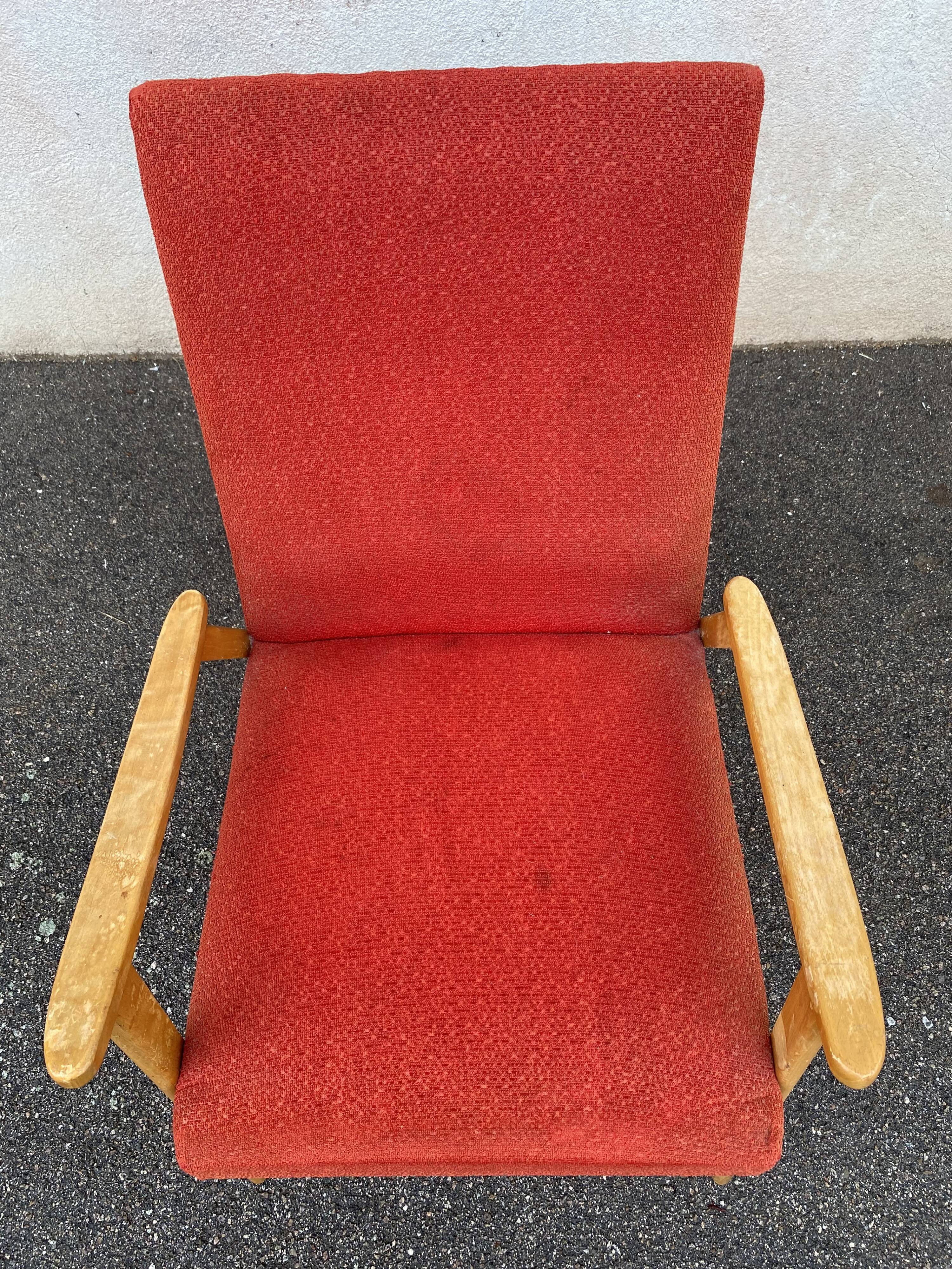 Red boomerang armchair