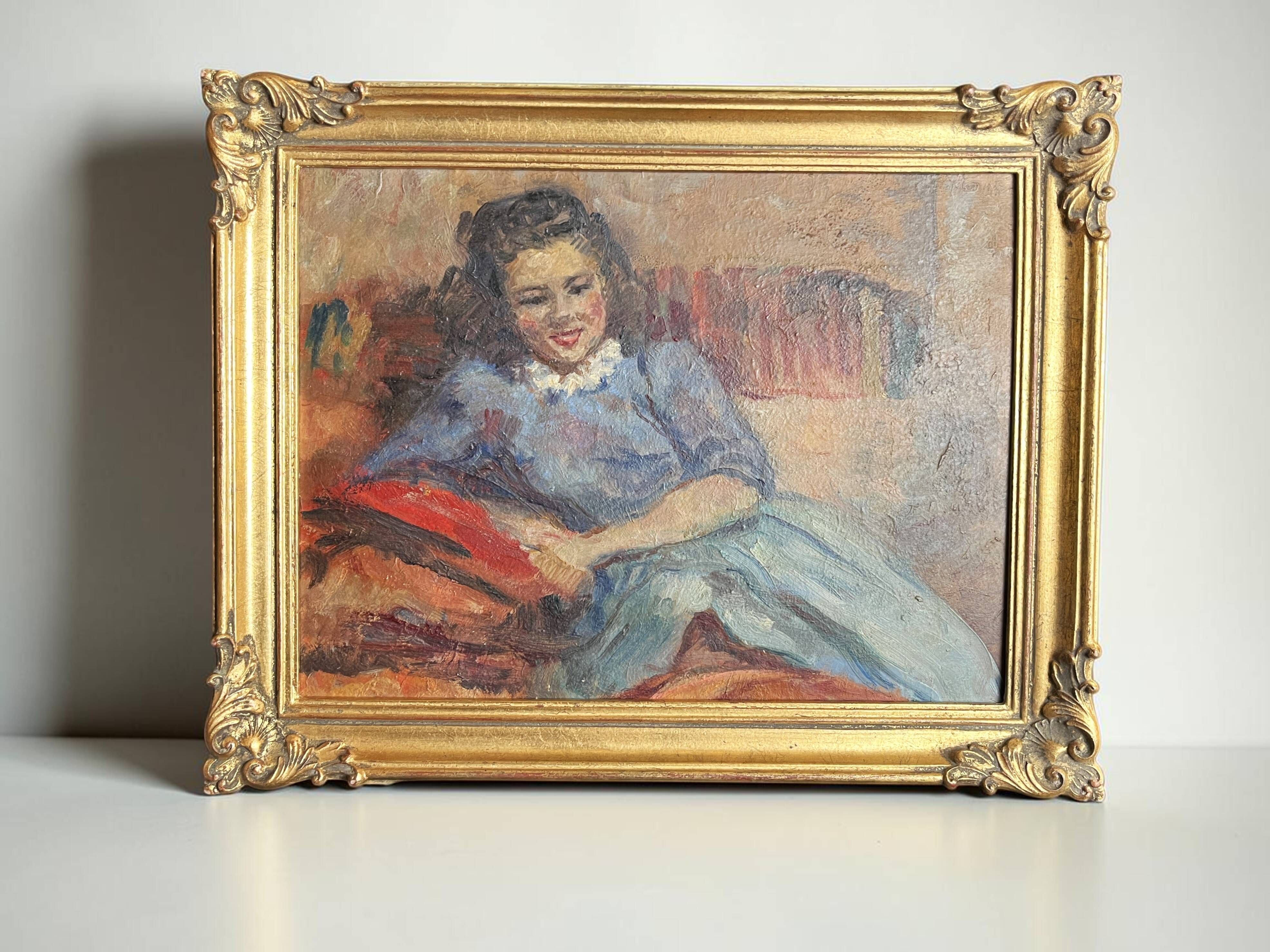 HSP portrait of a young woman seated, signed Lilly Véréa 20th century.