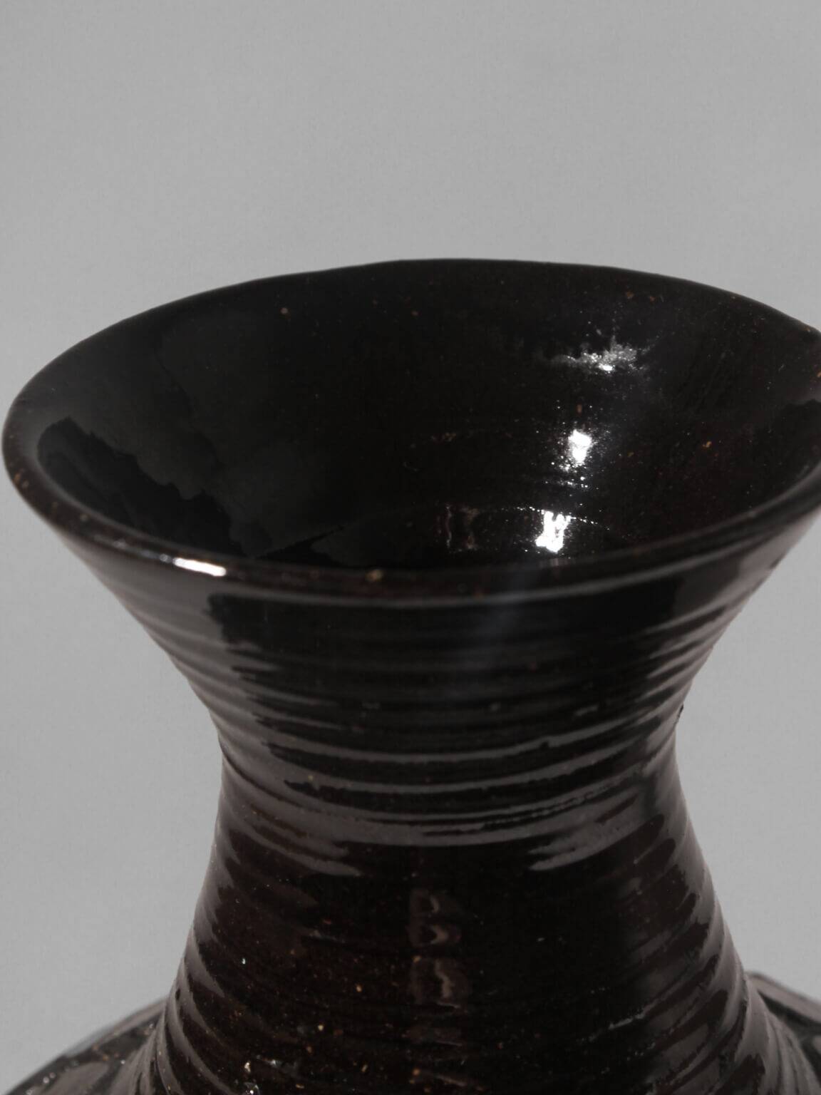 Mid-Century Ethnic Brown Ceramic Vase, Signed