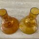 Pair of vintage amber glass candlesticks
