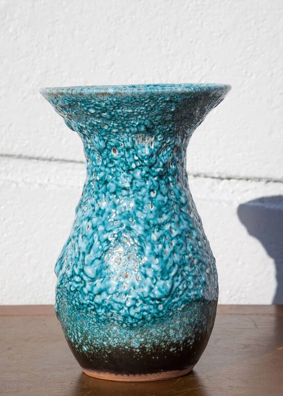 Fat lava turquoise vase, turquoise vase, Glacier enamels, blue vase, flower pot, collection