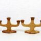 Pair of anthroposophical wooden candlesticks