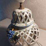 Openwork lamp base from the Malicorne Art pottery